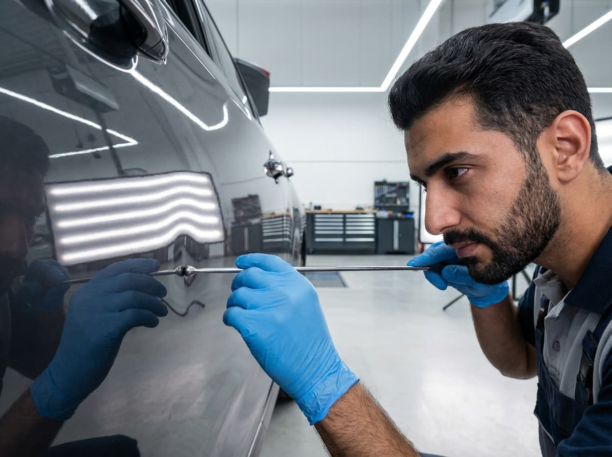 Paintless Dent Removal at DentGuy workshop in Dubai
